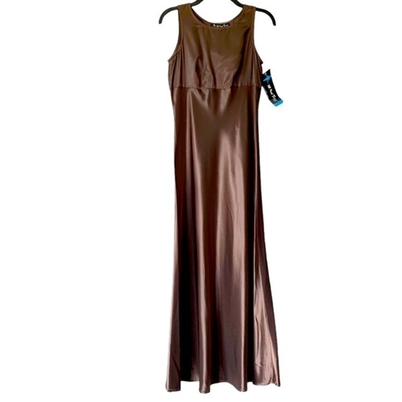 𝅺DEAD STOCK VINTAGE WITH TAGS All That Jazz Satin Bronze Cocktail Dress 3/4 - Picture 1 of 8